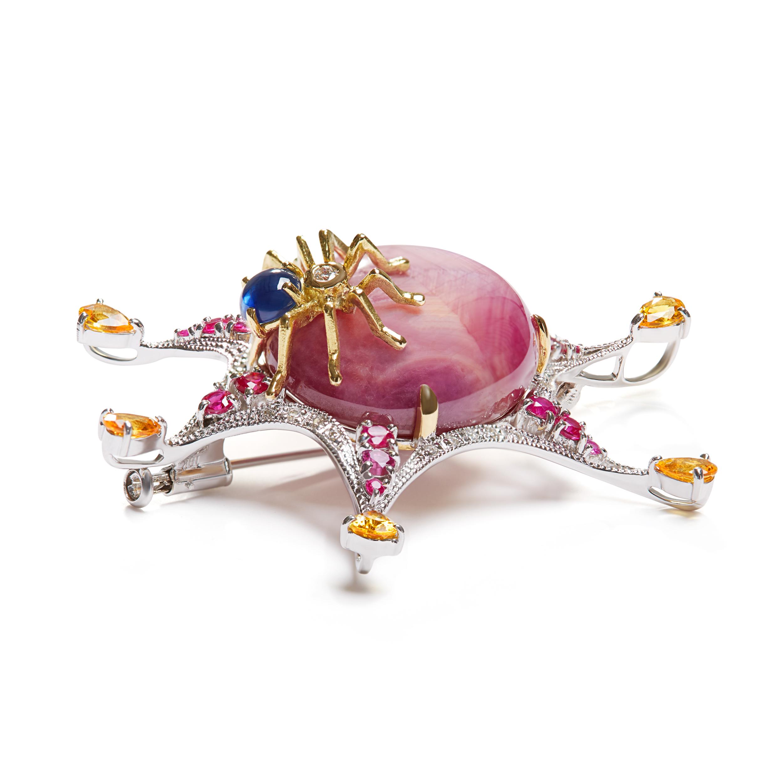 Gemstone Brooch decorated with Spider-shaped